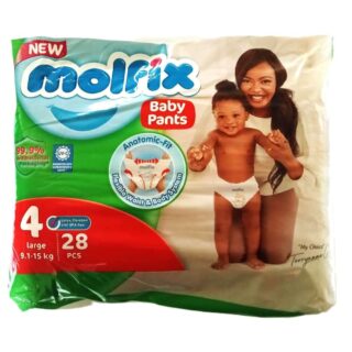 Molfix Large Baby Pants Size 4, 28 Pack(9.1-15kg)