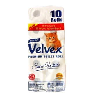 Velvex Snow White Toilet Rolls 10 Pack
