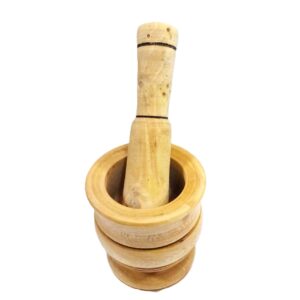 Medium-Sized Wooden Mortar and Pestle